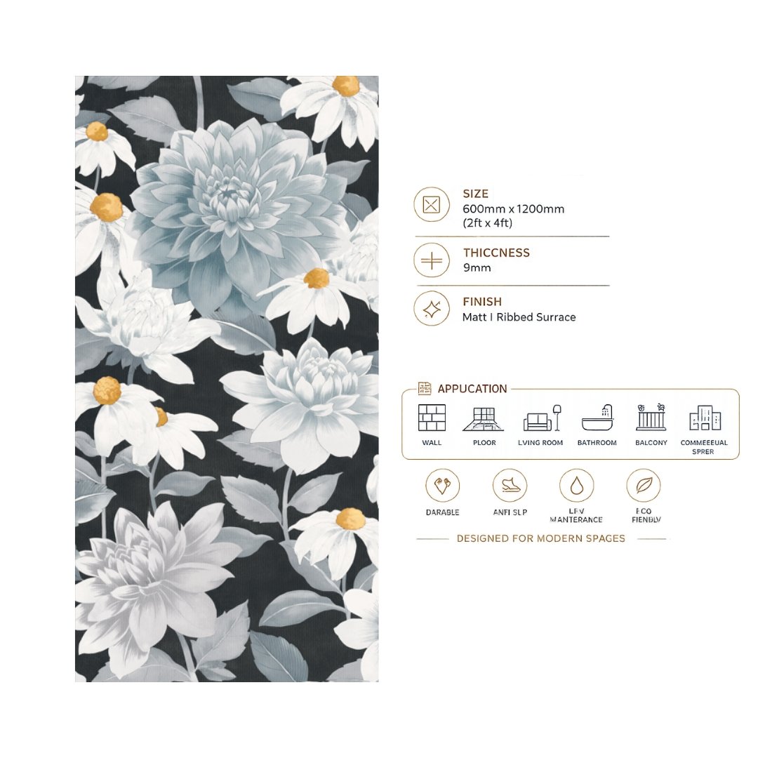 Stampa Floreale Black 